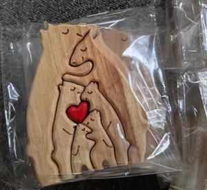 Puzzle d'art en bois personnalisé-Décoration de maison, cadeau de souvenir de famille, puzzle de famille d'ours - Product Image 5