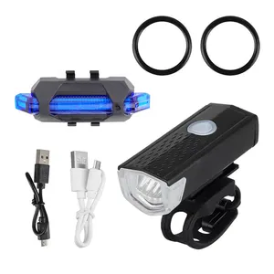 1 jeu de phares de vélo rechargeables USB, feu arrière, équipement pour feu avant et arrière de bicyclette, accessoires de cyclisme
