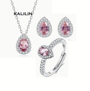 Juego de Joyería de Plata 925 con Corte de Pera, Venta al por Mayor de Fábrica, Conjuntos de Joyería para Mujer con Piedra de Zirconia, Regalo para Bodas y Fiestas - Product Image 1