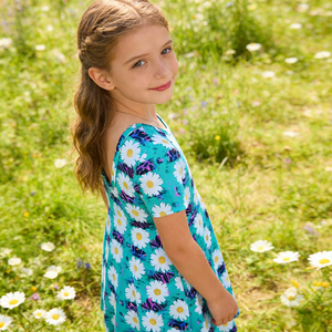 Abiti da Festa per Ragazze Senza Schienale con Maniche Corte e Volant Floreali, Casual Personalizzabili, <span class=keywords><strong>Età</strong></span> 2-12 Anni - Product Image 2