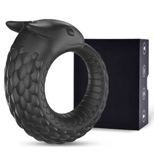 Dragon Scale Locking Semen Ring Full Coverage Silicone Rechargeable 10-Speed <b>Vibrating</b> 100% Waterproof Couples Shared - Product Image 5