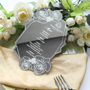 Tarjetas de mesa de menú de boda acrílicas con espejo plateado de diseño personalizado Ins, tarjetas de agradecimiento para boda, banquete de boda <span class=keywords><strong>y</strong></span> decoración - Product Image 6