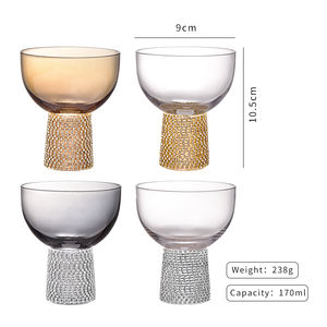 Venta al por mayor personalizado sin plomo 5,75 oz <span class=keywords><strong>cristal</strong></span> Stemless Ball Bowl lujo diamante Rhinestone Base para helado y champán - Product Image 6