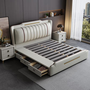 Nouveau <span class=keywords><strong>lit</strong></span> <span class=keywords><strong>superposé</strong></span> en bois de manguier écologique, <span class=keywords><strong>hauteur</strong></span> réglable, taille complète, rangement avec tiroirs, tissu rembourré, chambre à coucher moderne et luxueuse - Product Image 1