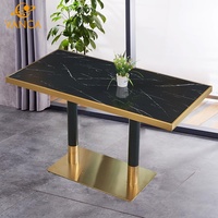Mobilier moderne pour restaurant Table et chaises de restaurant Café Café Ensemble table et chaises de luxe en acier inoxydable et marbre