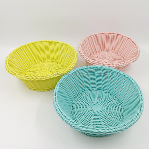 Vòng đa năng dệt tay mây giỏ trái cây nhựa lót cho thực phẩm hoặc snack handweaved lưu trữ giỏ - Product Image 1