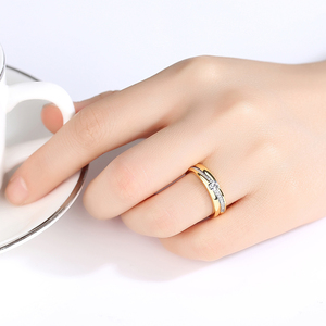 Anelli CZCITY in Argento Sterling 925 Dorato con Zirconia Cubica, Grandi Anelli da Donna per Coppie e Matrimoni Disponibili - Product Image 3