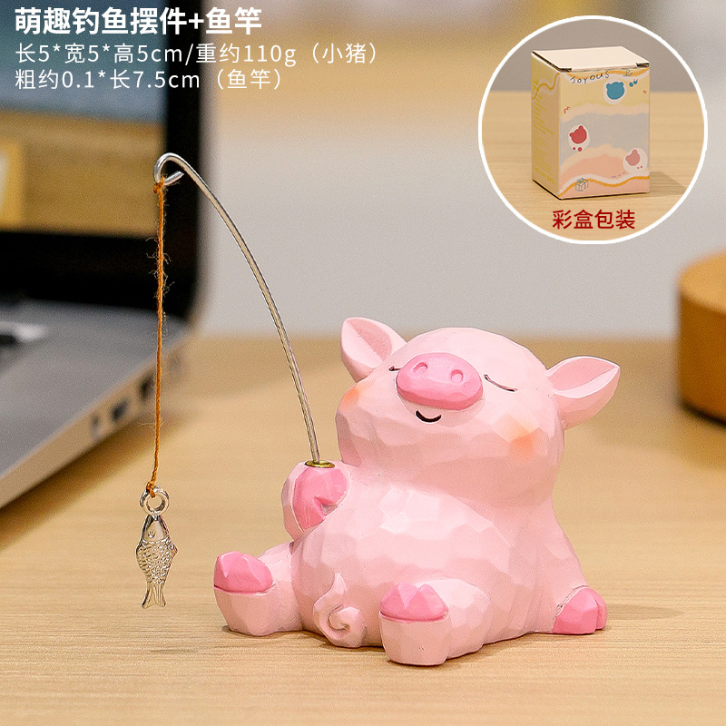 Ornement de pêche mignon : canne à pêche cochonnet