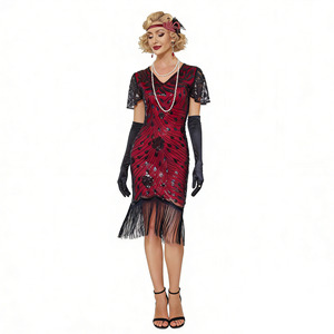 Robe de bal Gatsby brodée à franges, robe de cocktail à sequins et perles, en maille, col en V, style fourreau vintage, grandes tailles - Product Image 3