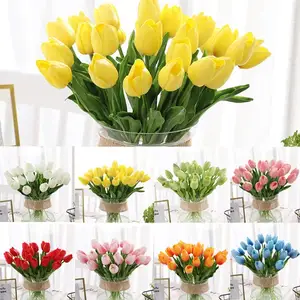 Tondo PU 34cm Tulip Flowers Artificial Tulips Flower Bouquet For Home Office Wedding Decoration Arrangement