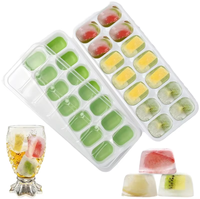 Bac à glaçons en silicone de qualité alimentaire, 14 compartiments, écologique, avec couvercle, moule à glaçons carré flexible, empilable, anti-fuite, pour congélateur