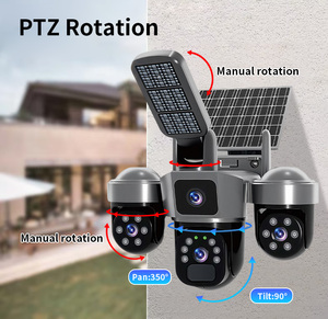 Cámara de Seguridad <span class=keywords><strong>Solar</strong></span> con Reflector LED de 3 Lentes para Exteriores, 4G, Coms, IP66, Rotación PTZ, Sirena, Sistema de Seguridad, Cámara IP con Red Wifi - Product Image 1