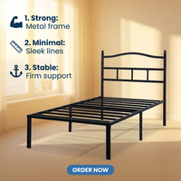 Lit simple en fer avec tête de lit, emballage en boîte vide, idéal pour hôtels, hôpitaux, appartements, suites, écoles - Meilleure vente