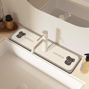 Tapis de cuisine Happybear rectangulaire en PVC antidérapant et absorbant pour robinet et meuble-lavabo de salle de bain - Product Image 1