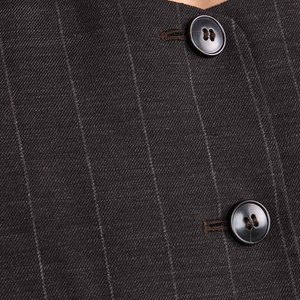 Produttori di abbigliamento personalizzato primavera estate autunno stampa gessata senza maniche abbottonatura a bottone girocollo - Product Image 5