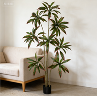 Y016 Plante artificielle décorative italienne, type Arbre de sang de dragon, résistante aux UV, verte, Bonsaï durable à base d'eau, toucher réaliste