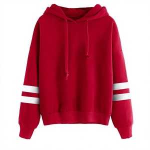 Sudadera con Capucha Roja para Mujer, Manga Larga, Color Sólido, Tejido de Punto, Algodón, Estilo Casual de Otoño - Product Image 1