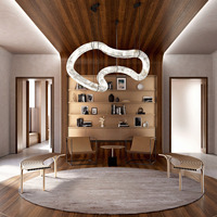 Luminaire suspendu LED de luxe en albâtre naturel sculptural moderne, style Infinity, pour salon