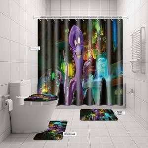 Grenz überschreitende exklusive vierteilige Badezimmer-Set Digitaldruck Dusch vorhang Wasserdichte Trennwand für Amazon <span class=keywords><strong>Party</strong></span> Dekorationen - Product Image 6