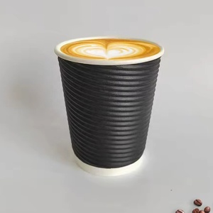 Vasos Desechables de Papel Corrugado de 8oz para Café, Té, Bebidas para Llevar, Smoothies, con Pared Ondulada, Logotipo Personalizado, Rojos, con Tapas - Product Image 5