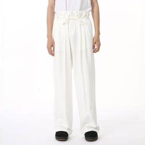 2024 automne nouveaux hommes de luxe coréen pantalons décontractés haut de gamme couleur Pure drapé jambe droite mi à la mode robe ample pantalon - Product Image 3