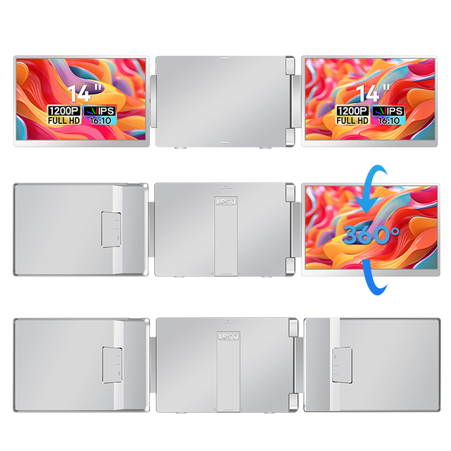 B2B/Bulk/OEM/CE EMC/ROHS Custom Logo IPS Portable Monitor 14" 1200P Screen Display USB-C External Monitor Wholesale Factory