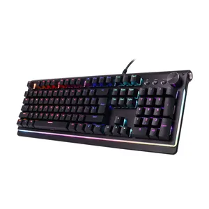 YH907 USB Wired Aluminum alloy Cover mechanical gaming keyboard no conflict keys with 19 kinds of led light for gaming player