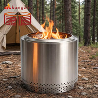 Brasero sans fumée à combustion secondaire de 15 pouces en acier inoxydable à double paroi, brûleur à granulés de bois avec cendrier amovible