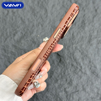 Étui de téléphone VAWI L194 vintage de luxe en cuir véritable effet crocodile pour iPhone 17 Pro Max, coque magnétique professionnelle