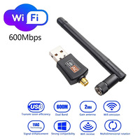Adaptor Wifi USB AC600Mbps harga pabrik 2.4Ghz + 5Ghz Dual Band USB adaptor kartu jaringan WiFi untuk PC Desktop