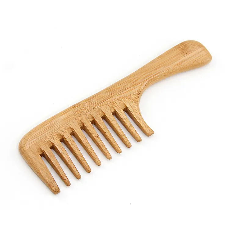 Оптовая продажа, домашняя популярная бамбуковая расческа для волос с широким зубом