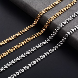 Collier ras du cou élégant en acier inoxydable plaqué or pour femme, chaîne maillons blé, accessoire de bijouterie en métal - Product Image 2