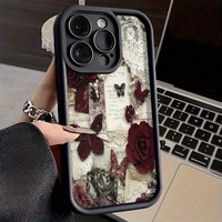 Coque de téléphone Rose Letter compatible avec Apple 17PM pour modèles 16 Pro/15, transfrontalière pour 14, avec design en dentelle 13/14