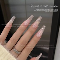 Stiker Templat Cat Semprot Snowflake Hollow Out, Aksesoris Seni Kuku Ultra Fairy Gradien Prancis Baru untuk Manikur Natal