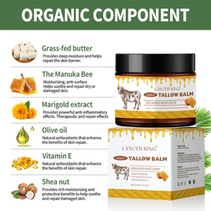 Baume fouetté au suif de bœuf biologique naturel Lancer King 60g pour le visage et le corps, infusé à la vitamine E, pour tous types de peau - Product Image 4