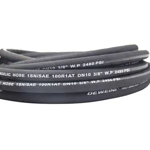 Bulk 20 -140 Flexible Hydraulic Oil Hose Rubber with 2 High-Tensile Steel Wire Braid Hydraulic Oil Compatible