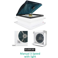 HEYRV Accessoires de caravane 14''340MM 12V RV Ventilateur de toit avec 3 vitesses et lumière LED Contrôle manuel Lucarne étanche résistante aux UV