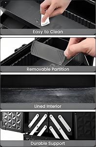 Organizador de Cosméticos Profesional, Estuche de Almacenamiento de Aluminio con 4 Compartimentos Ajustables, con Cierre y Correa para el Hombro - Product Image 2