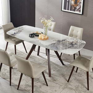 โต๊ะรับประทานอาหารแบบยืดหดได้ ขยายได้ 55.12" ถึง 78.74" รองรับได้ 4-6 คน ทนความร้อน ป้องกันรอยขีดข่วน ฐานไม้เนื้อแข็ง แข็งแรงทนทาน - Product Image 1