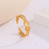 Bague pour femme en acier inoxydable plaqué or, ouverte, torsadée, superposée, réglable, étanche, inaltérable, cadeau