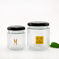 Pot de stockage de miel en verre fantaisie alimentaire vide recyclable pour confiture ghee vente avec couvercle noir doré argent rose