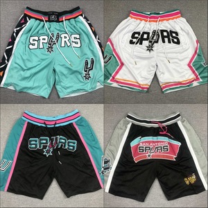 Shorts de basket-ball Spurs pour hommes, style rétro, brodés avec doublure intérieure, SMLXLXXL, polyester - Product Image 1