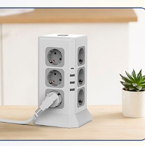 ปลั๊กพ่วงอเนกประสงค์แบบยุโรป EU/เยอรมัน พร้อมเต้ารับ USB ป้องกันไฟกระชาก และรางปลั๊กไฟ - Product Image 3