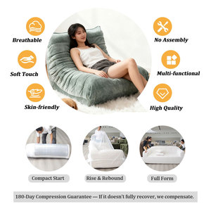 Fauteuil inclinable sans accoudoirs, emballé sous vide, sans cadre, canapé en peluche incurvé, canapé-lit à compression, siège unique, canapé en mousse moelleux - Product Image 2