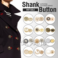 Grosir seragam mewah blazer besi emas mantel campuran seng kancing timbul baju seragam kustom kancing Shank