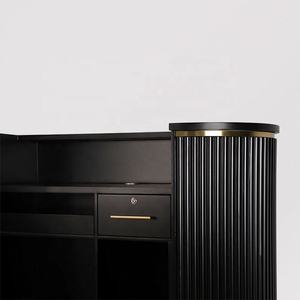 Mostrador de Recepción Curvo, Mostrador de Servicio para Peluquería, Mostrador de Caja Negro, Mostrador Especial para Tiendas de Belleza - Product Image 2