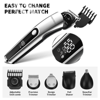 PRITECH – tondeuse à cheveux professionnelle Rechargeable sans fil pour hommes, avec écran Led de verrouillage de voyage 5 en 1, ensemble de toilettage IPX6