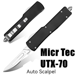 Couteau utilitaire chirurgical rétractable à double action, format micro, pour petites commandes en gros, type OTF, avec bouton poussoir, pour la poche - Product Image 1