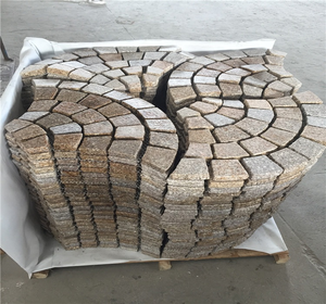 Pierres en galets de couleur granit jaune rouillée, en forme d'éventail, pour pavage extérieur - Product Image 4