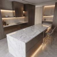 Dalles de sol et de mur en pierre frittée Camou White 1600x3200, épaisseur 12 mm, design moderne, résistantes à l'usure, antidérapantes, pour salle à manger